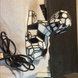 Mosaic stain Glass Dog Lamp - Black and White